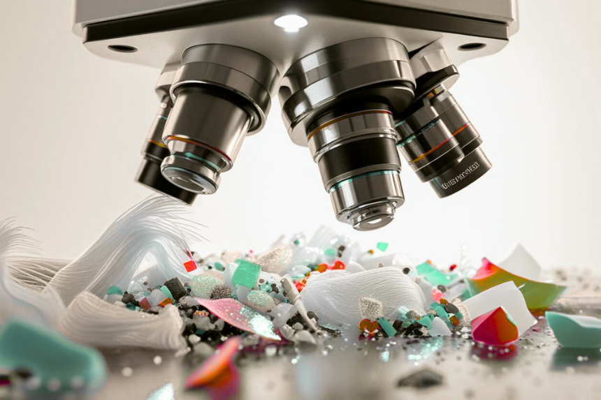 Microplastiques observes au microscope